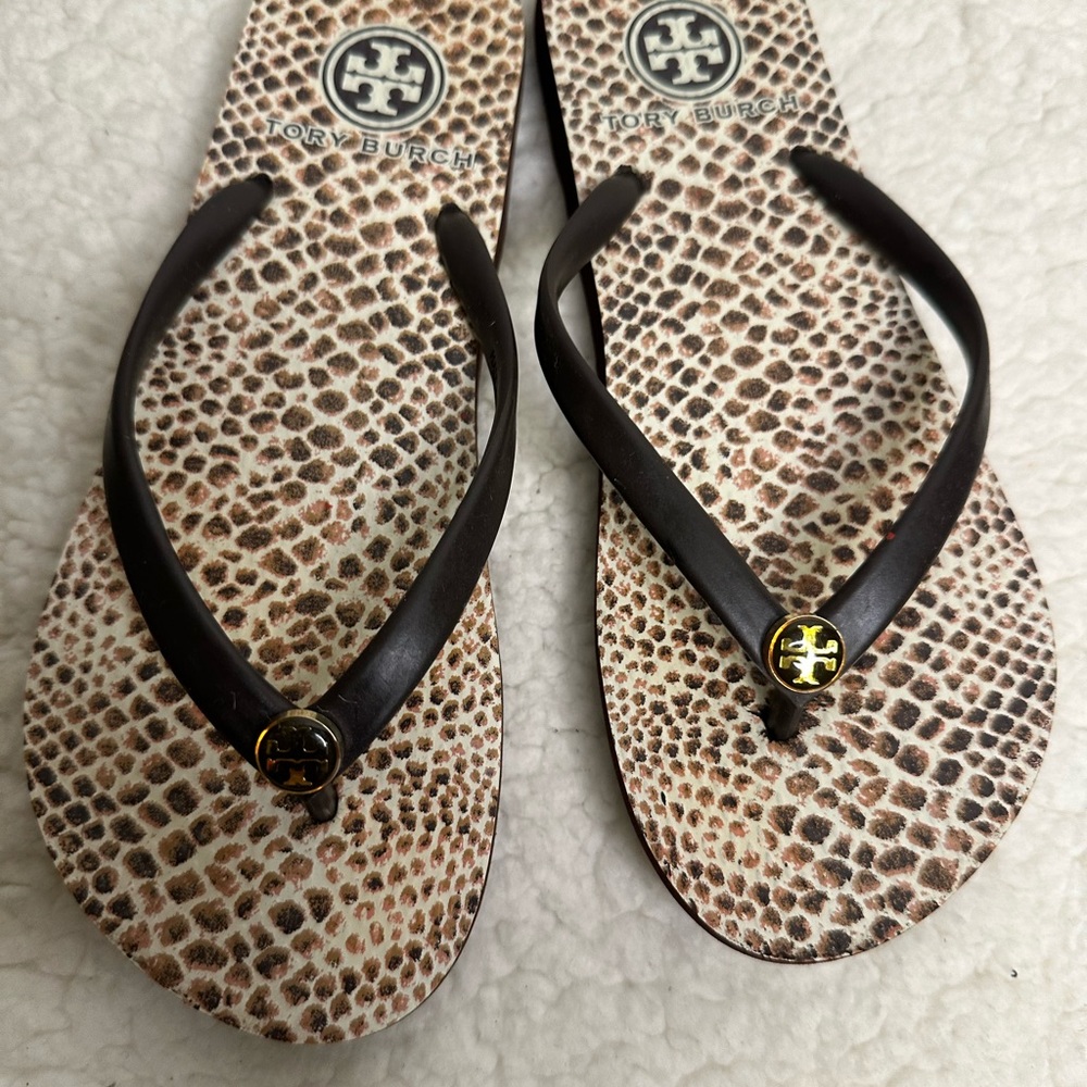 Tory Burch Animal Print Flip Flops